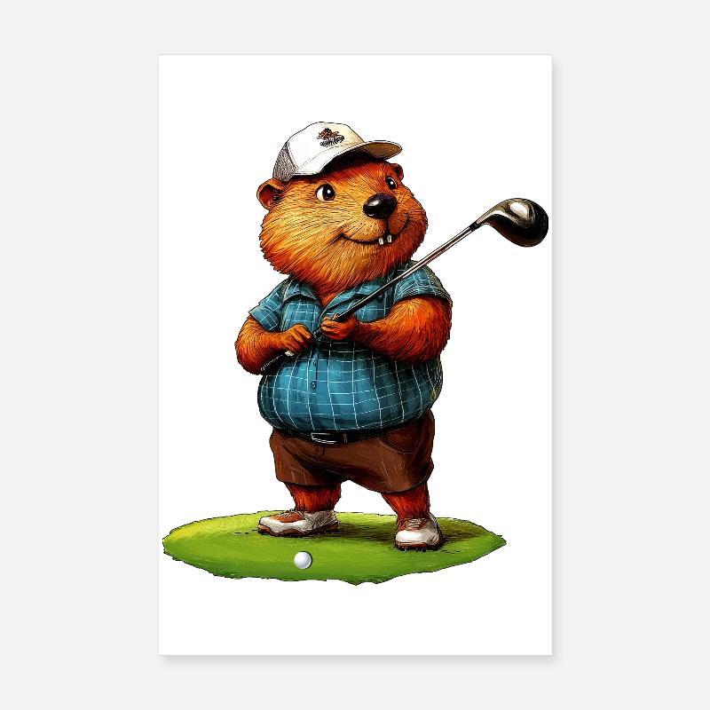 Beaver Golf Poster 20 x 30 cm
