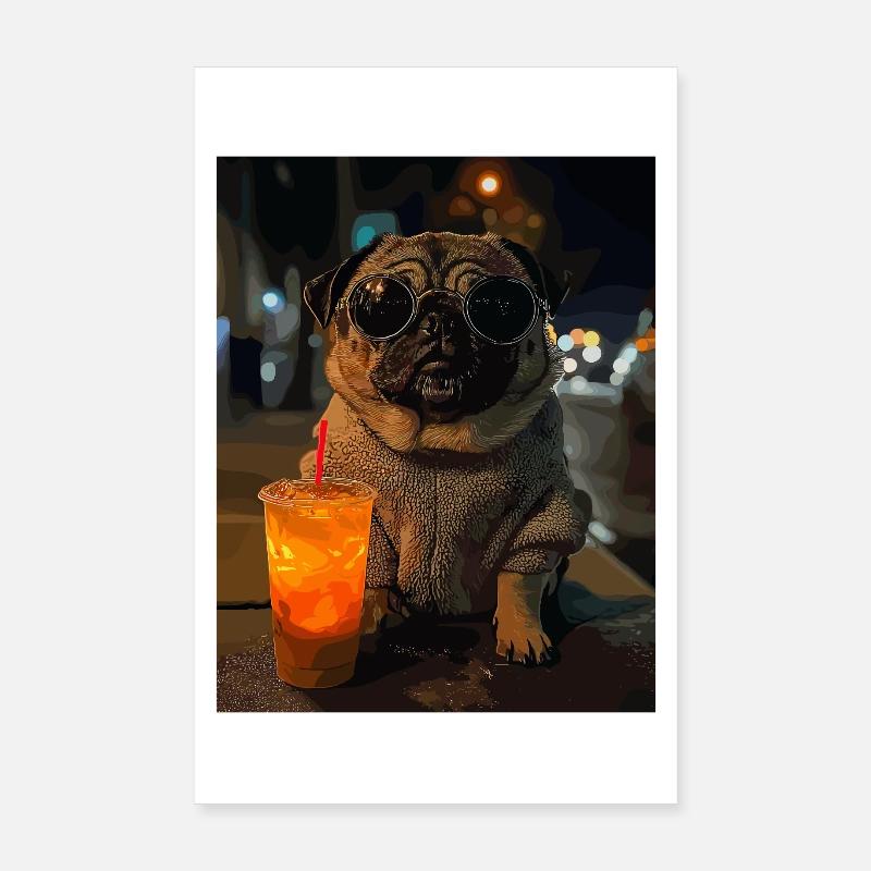 Carlin avec boisson glacée Poster 20 x 30 cm