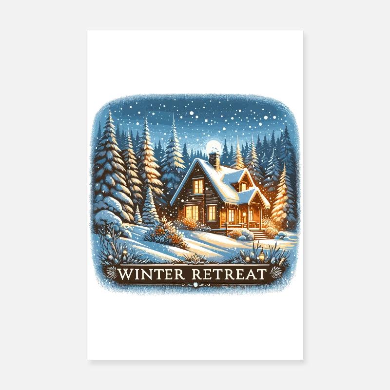 Retraite d’hiver dans la Cabane en bois Poster 20 x 30 cm