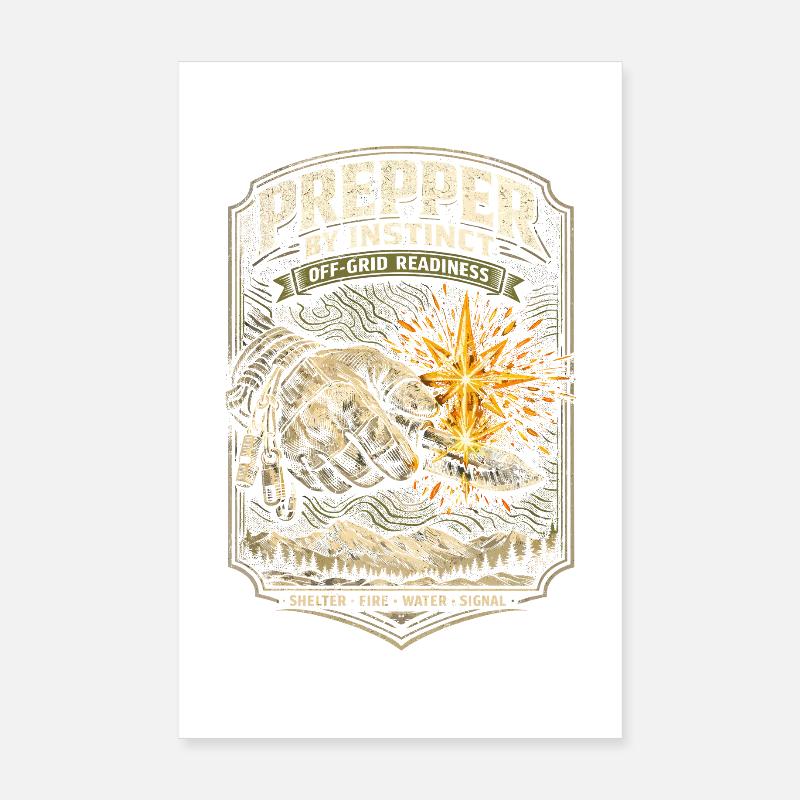 Abri survivaliste Prepper Eau de feu Poster 20 x 30 cm