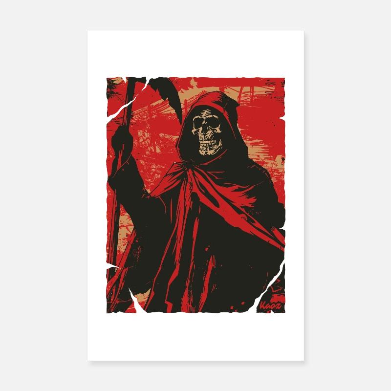 Red Shadow Grim Reaper Skull Skeleton Poster 8" x 12" (20x30 cm)