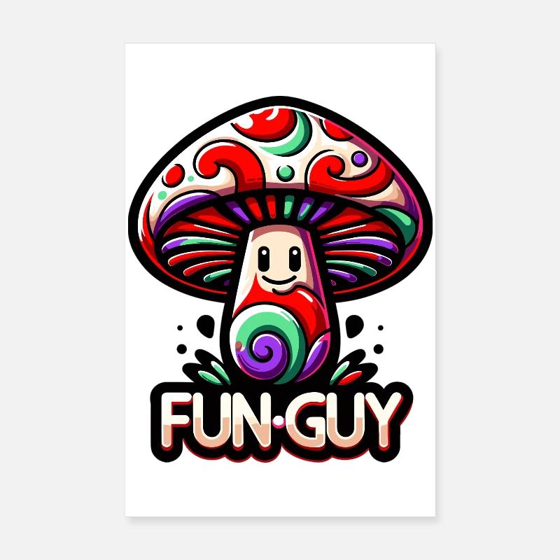 Psychedelic Mushroom Fun Guy Poster 8" x 12" (20x30 cm)
