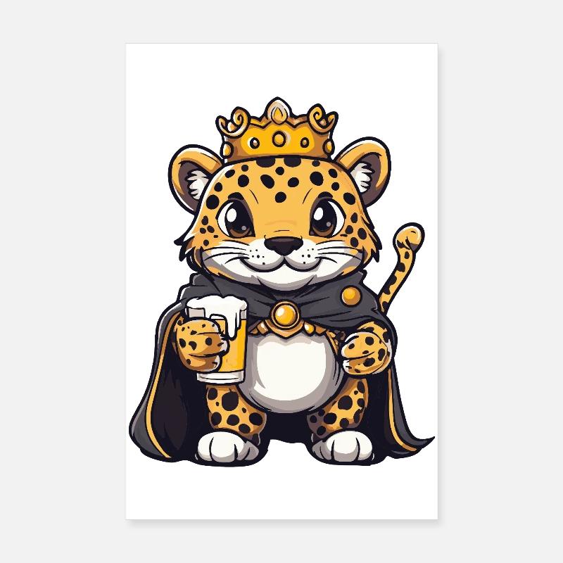 Leopard Bier König Poster 20x30 cm