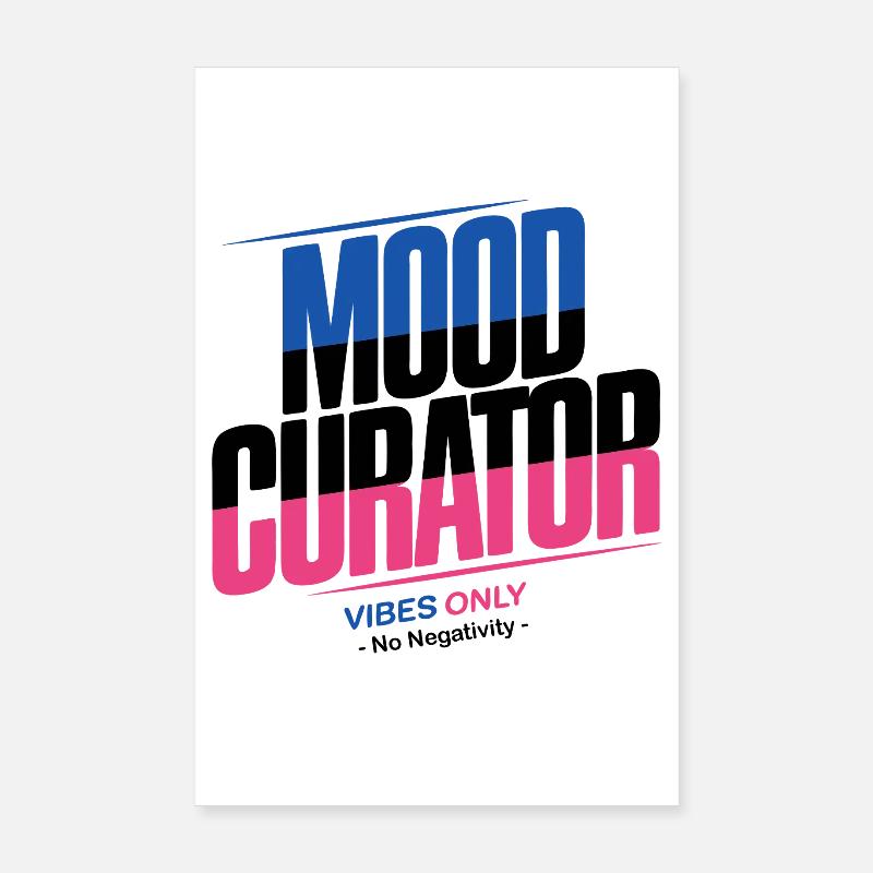 Mood Curator Vibes Only No Negativity Retro Design Poster 8" x 12" (20x30 cm)