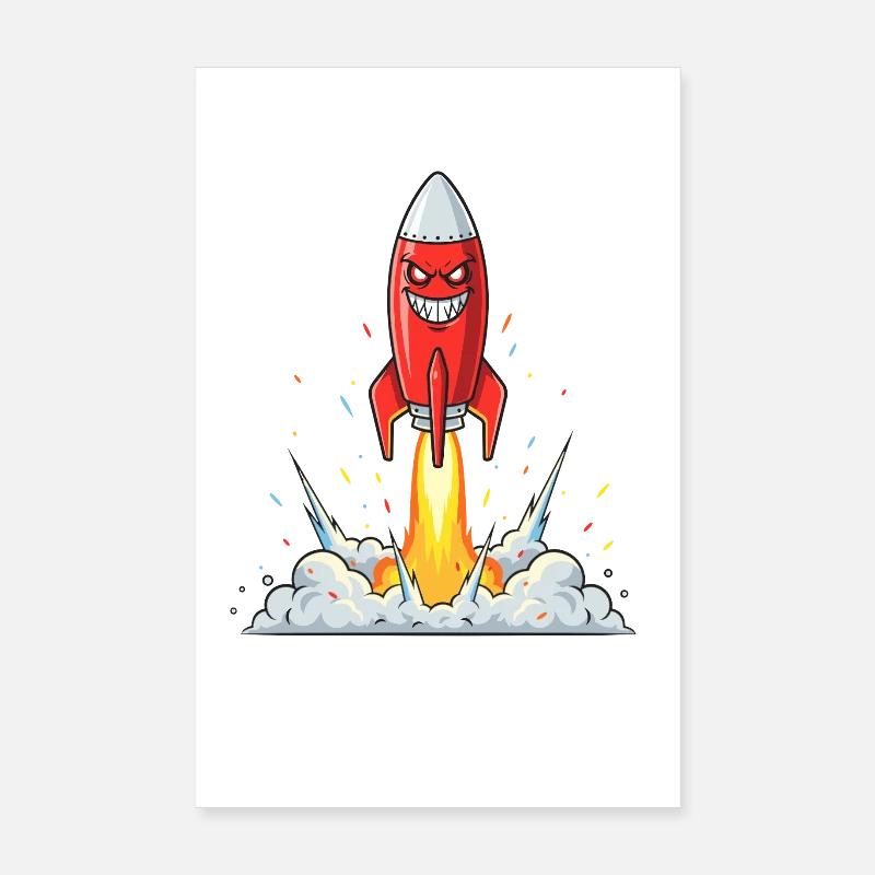 Angry Rocket Comic Character Poster 8" x 12" (20x30 cm)