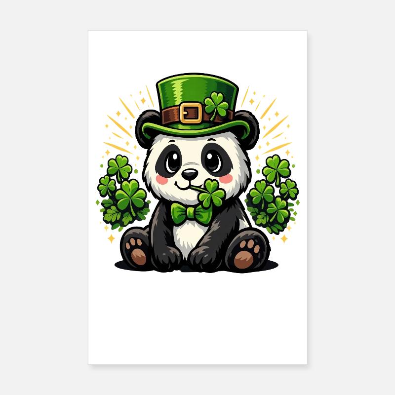 Chapeau de lutin panda de la Saint-Patrick Poster 20 x 30 cm