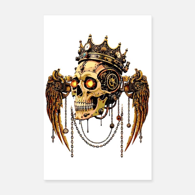 STEAMPUNK SCHÄDEL KRONE Poster 20x30 cm