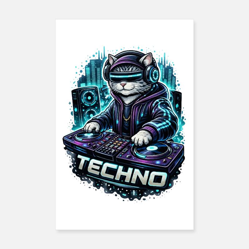 La gueule de bois techno à la cabine du DJ Poster 20 x 30 cm