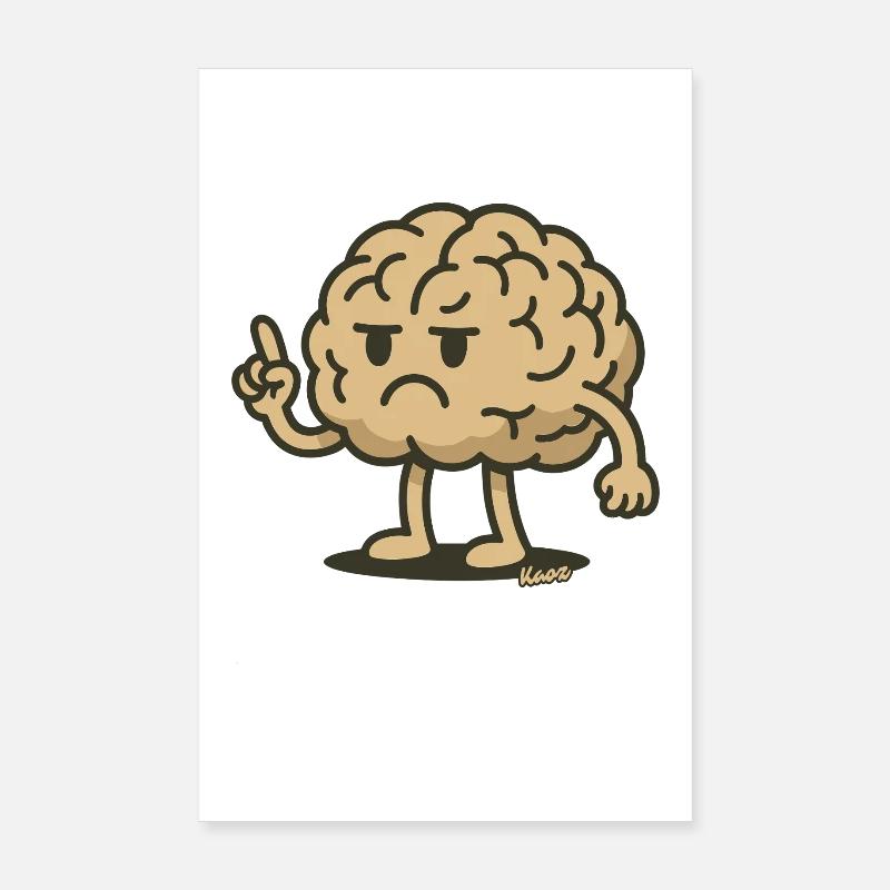 Brain figure with raised index finger Poster 8" x 12" (20x30 cm)