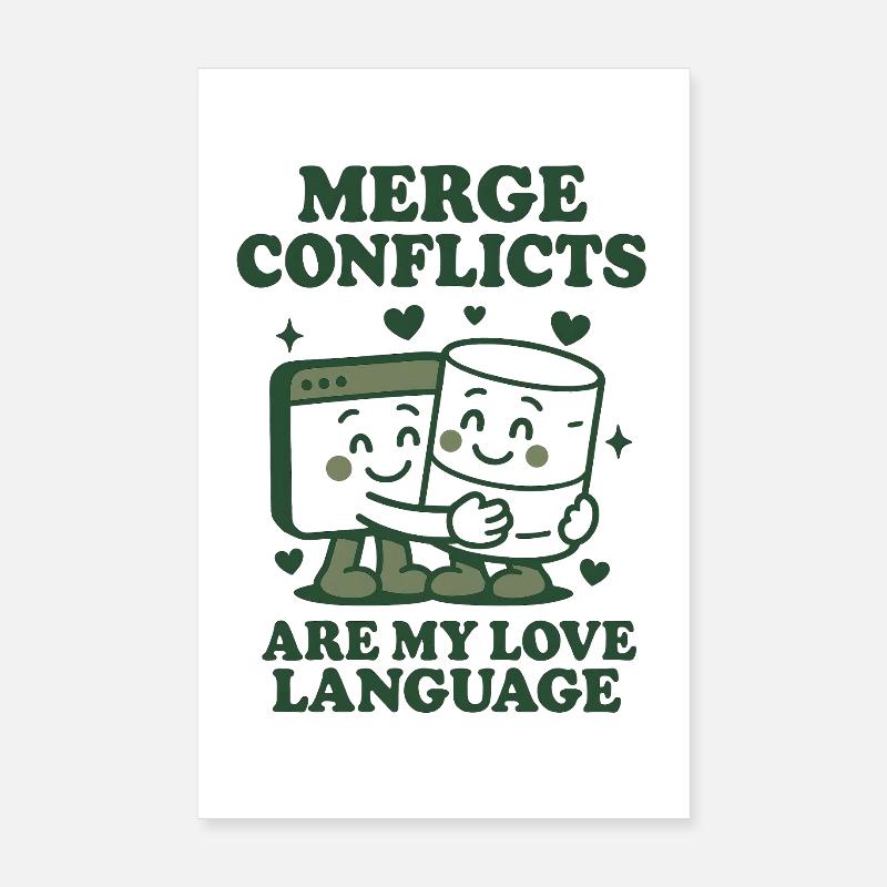 Les conflits de fusion sont mon langage d’amour | Git - Poster 20 x 30 cm - blanc