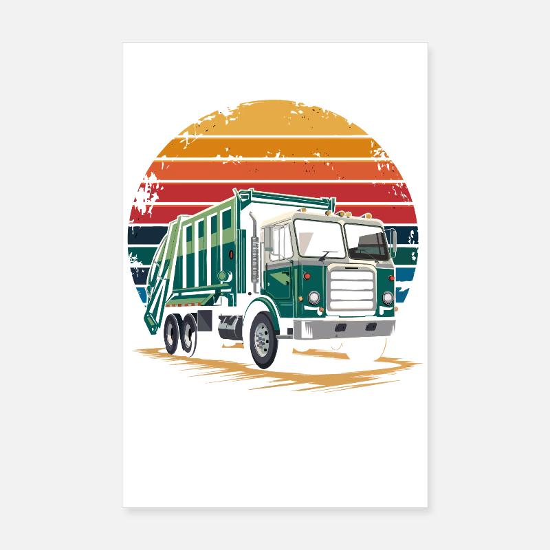 Retro Truck in Sunset Poster 8" x 12" (20x30 cm)