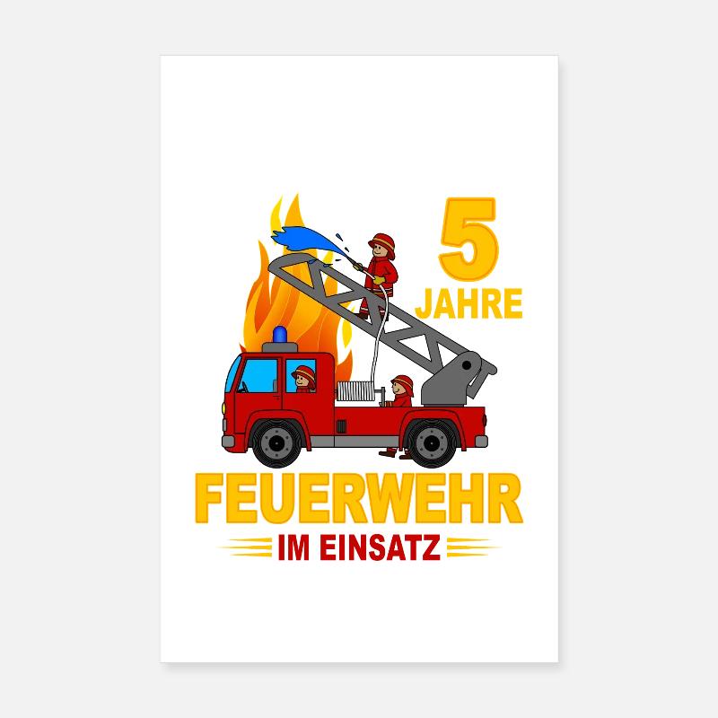 Fire brigade 5 years in action Poster 8" x 12" (20x30 cm)