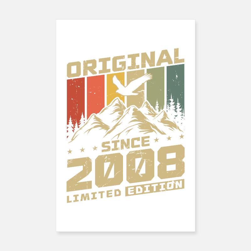 Cadeau d’anniversaire vintage original 2008 Poster 20 x 30 cm