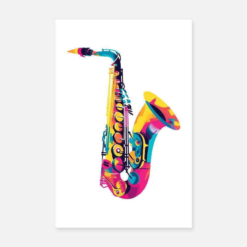 Lysende saxofonfarveeksplosion Poster 20x30 cm