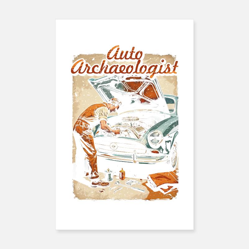 Restauration automobile Archéologue automobile Poster 20 x 30 cm
