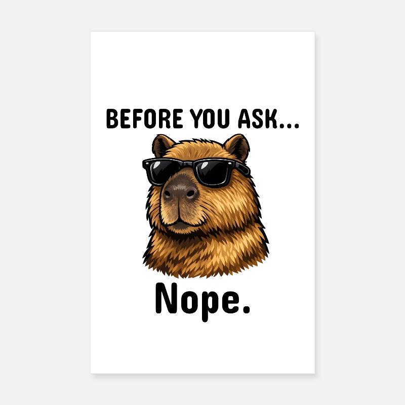 Capybara NOPE Not today Retro T-Shirt - Poster 20x30 cm - Weiß