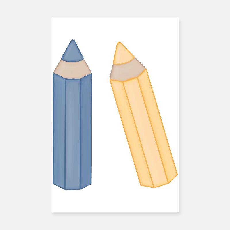 Illustration Duo de crayons de couleur Crayons de couleur Poster 20 x 30 cm