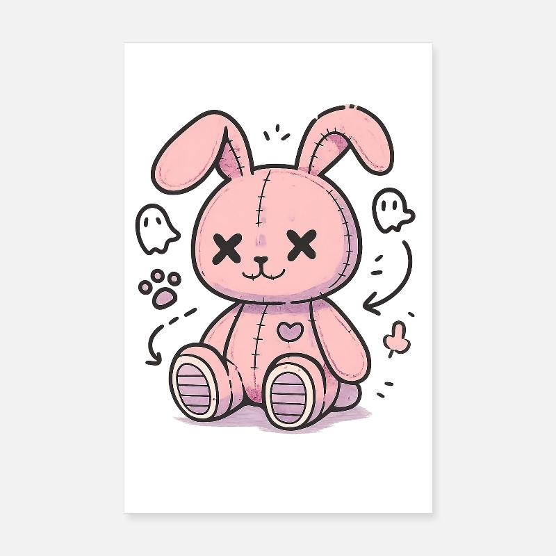 Goth Bunny Horreur Rabbit Gothique Effrayant Effrayant Poster 20 x 30 cm