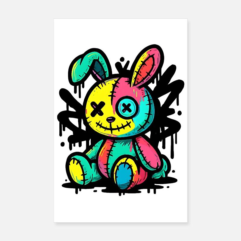 Goth Bunny Horror Rabbit Gothic Gruselig Gruselig Poster 20x30 cm