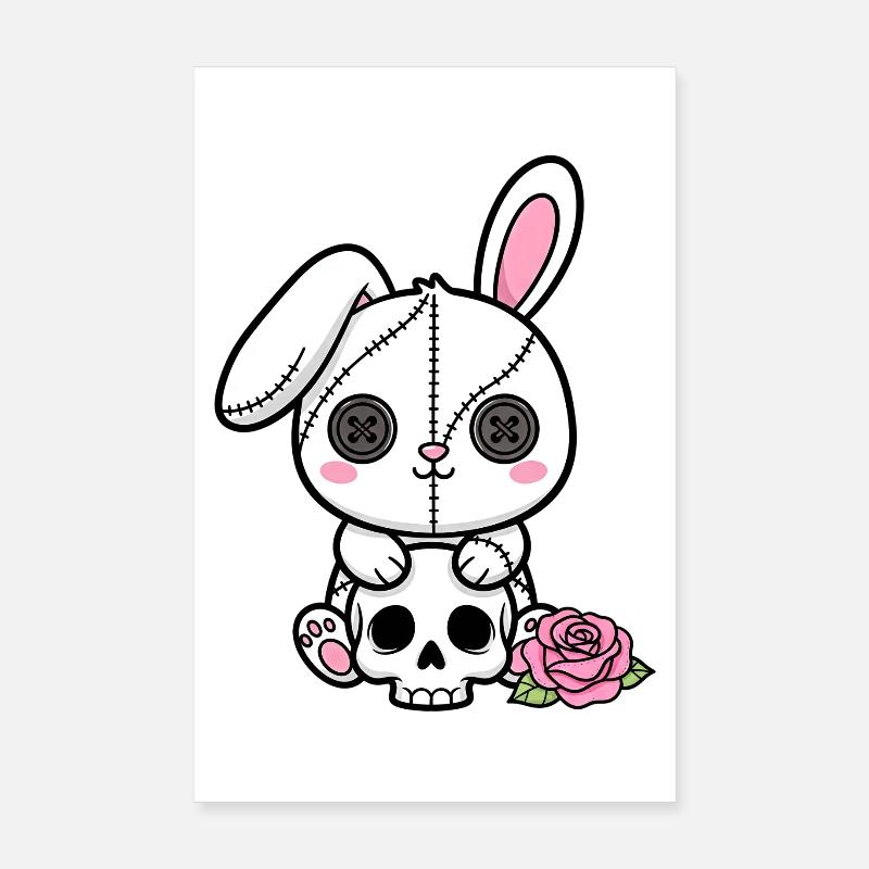 Goth Bunny Horror Rabbit Gothic Gruselig Gruselig Poster 20x30 cm