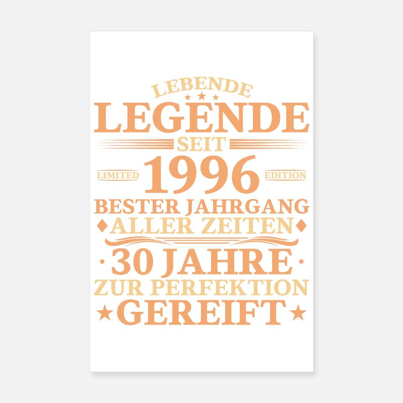 1996 Né 30 ans Poster 20 x 30 cm