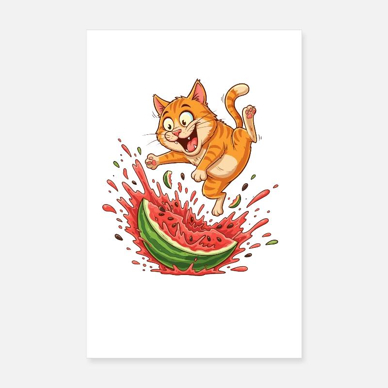 Fritzers de pastèque d’été Chats Poster 20 x 30 cm