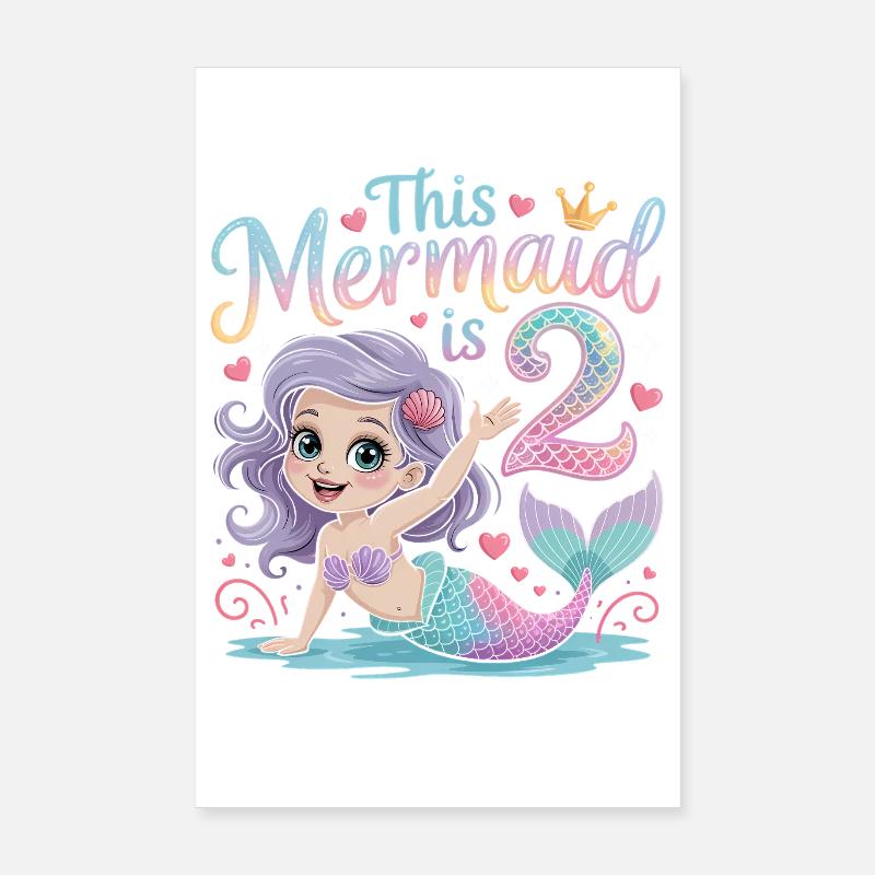 Sirène 2e anniversaire 2 ans Poster 20 x 30 cm