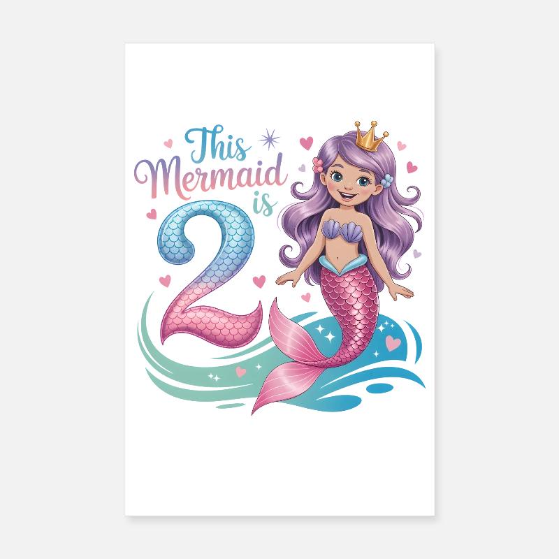 Sirène 2e anniversaire 2 ans Poster 20 x 30 cm