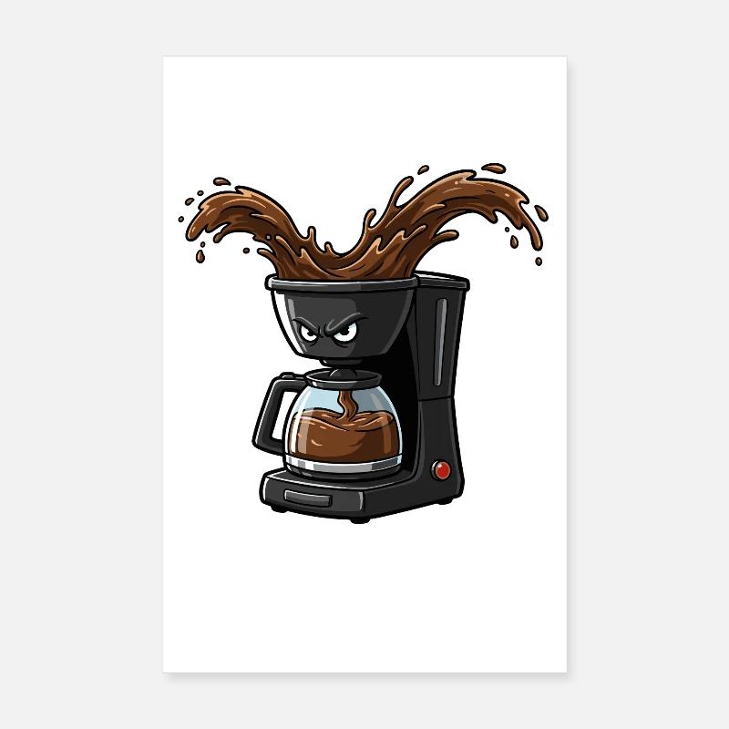 Angry Coffee Maker Splash Poster 8" x 12" (20x30 cm)