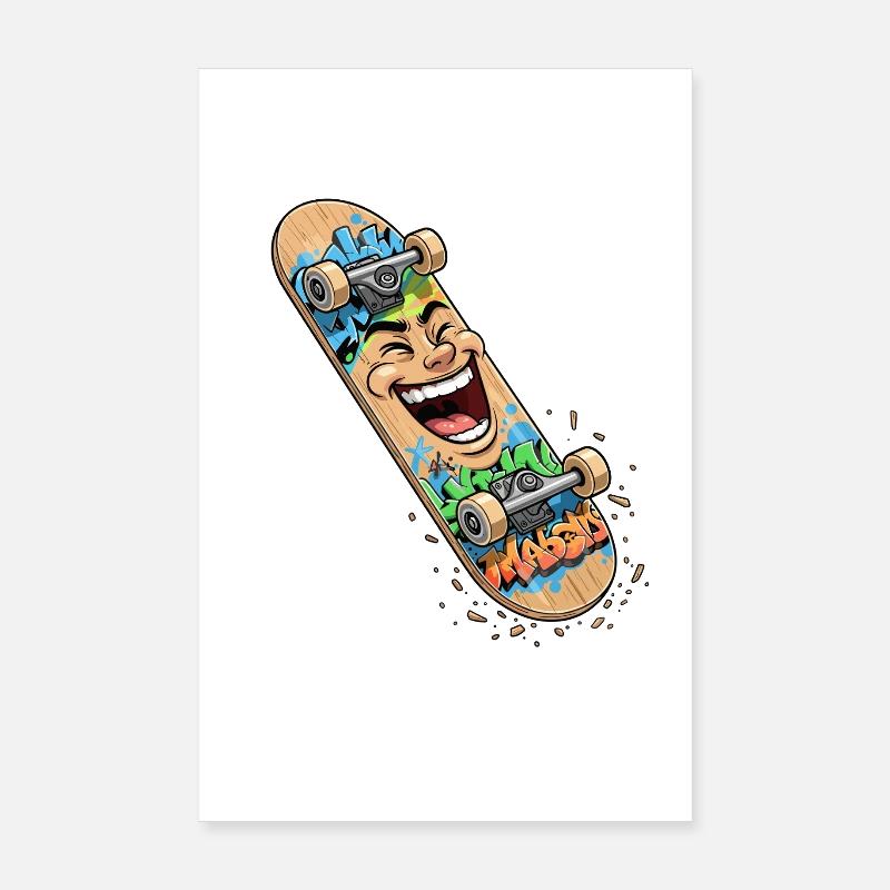 Graffiti de skateboard rieur Poster 20 x 30 cm
