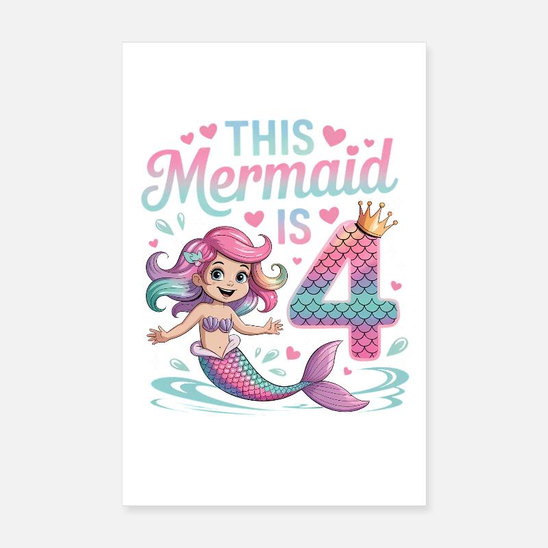 4e anniversaire de la sirène 4 ans Poster 20 x 30 cm
