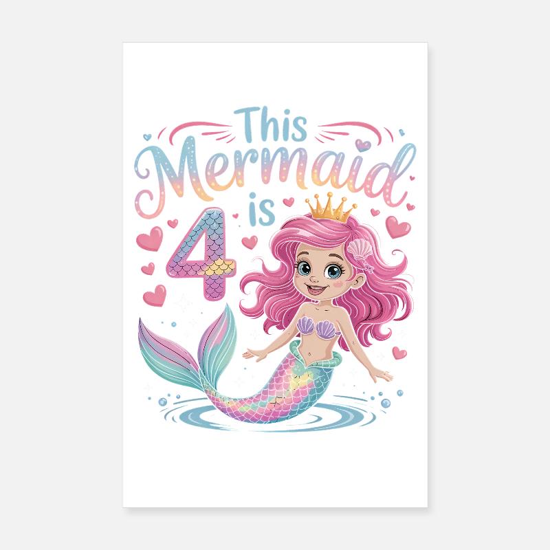 4e anniversaire de la sirène 4 ans Poster 20 x 30 cm