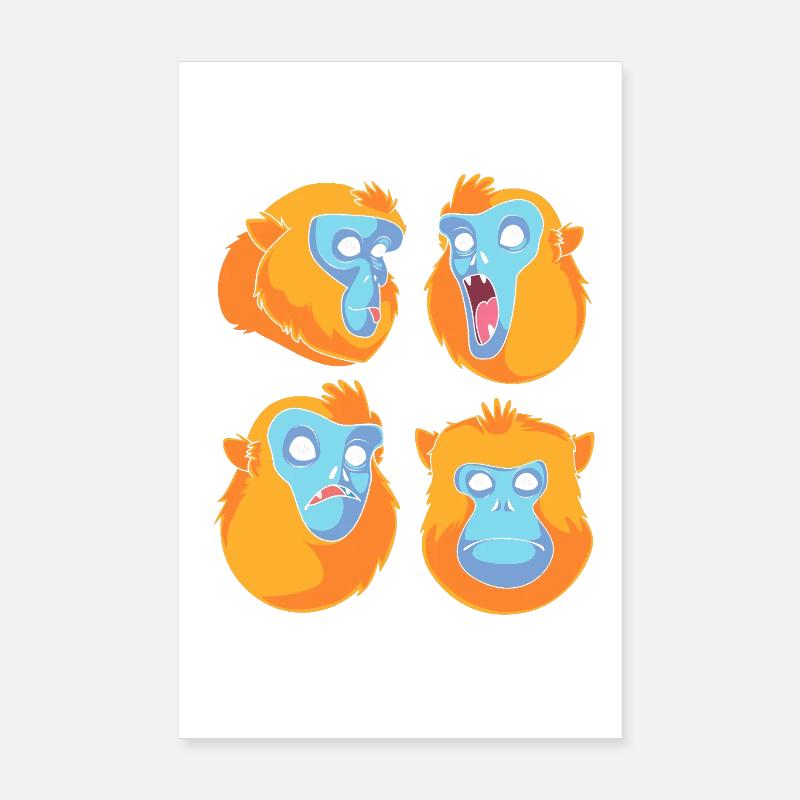 Snub-nosed monkey Monkey Chimpanzee Poster 8" x 12" (20x30 cm)