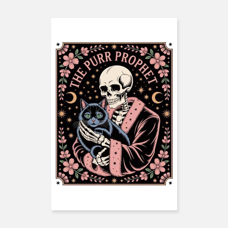 Le Prophète Ronronnant Squelette Chat Occulte Poster 20 x 30 cm
