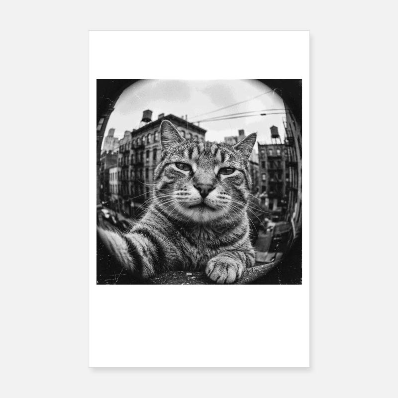 Selfie de chat de rue sympa dans le quartier Poster 20 x 30 cm