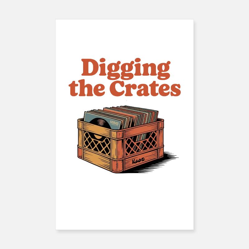 Record Box Motif in Retro Style Poster 8" x 12" (20x30 cm)