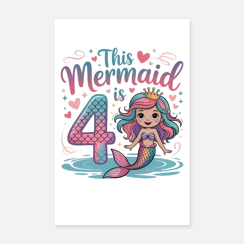 4e anniversaire de la sirène 4 ans Poster 20 x 30 cm