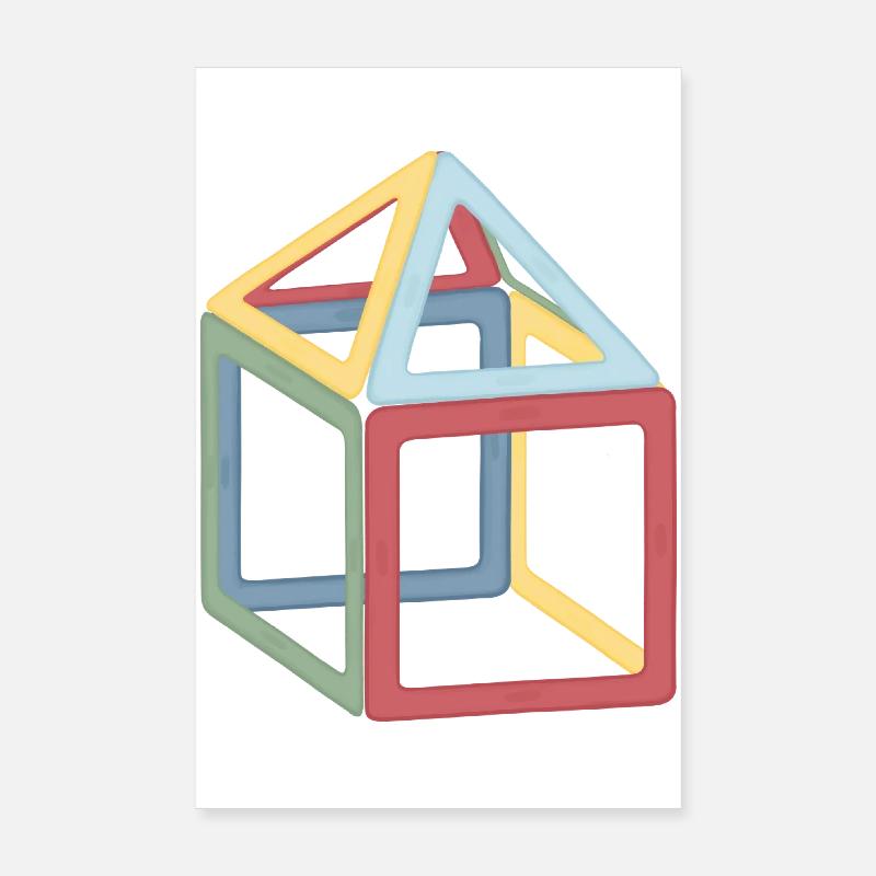 Colorful Cube Block Composition Poster 8" x 12" (20x30 cm)