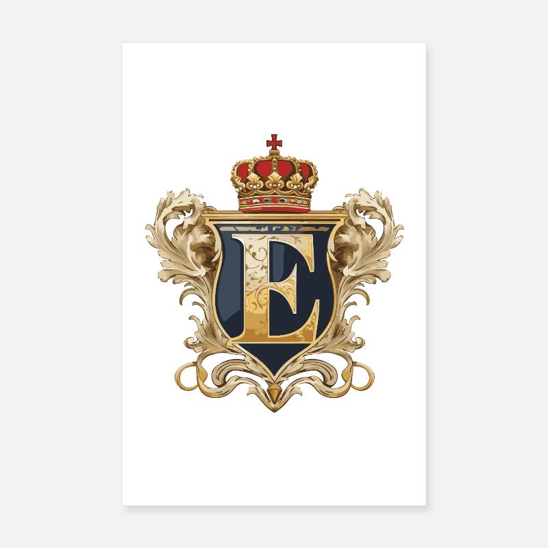 E Lettre Nom Couronne Poster 20 x 30 cm