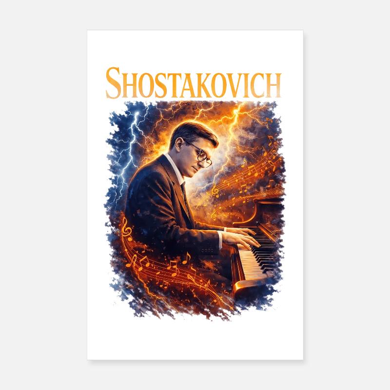 Chostakovitch Le son du feu au piano Poster 20 x 30 cm