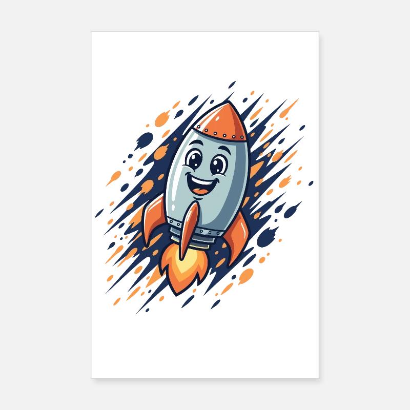 Funny Rocket Cartoon Design Poster 8" x 12" (20x30 cm)