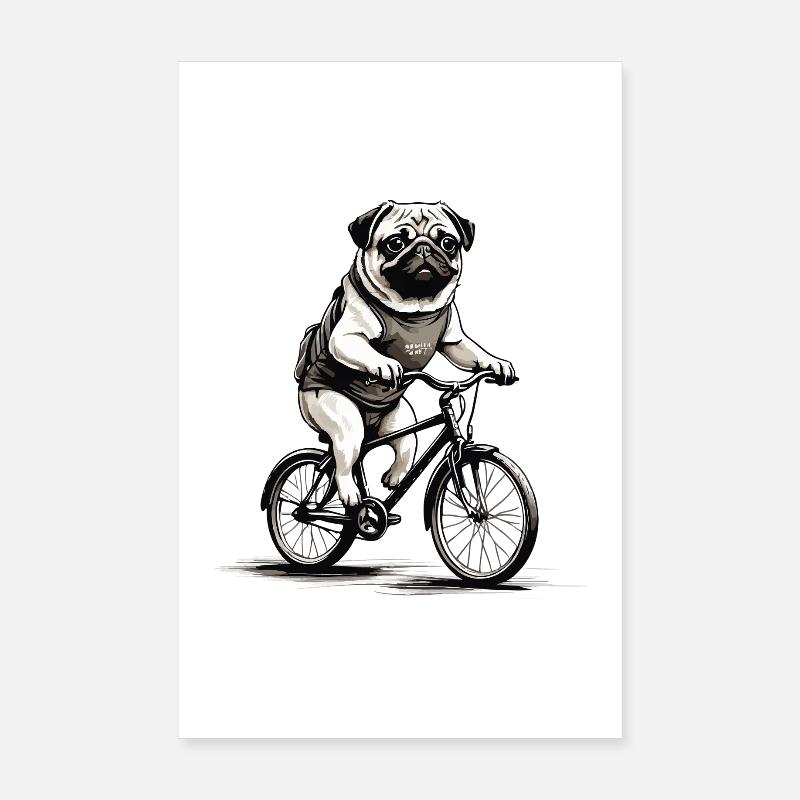 Radelnder Mops Poster 20x30 cm