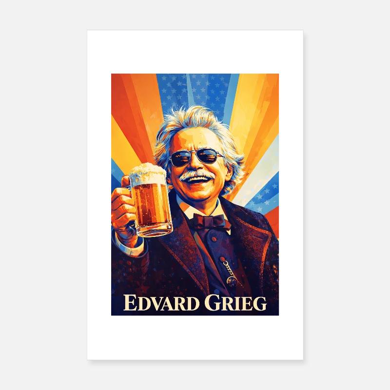 Retro Komponist mit Bierglas Poster 20x30 cm