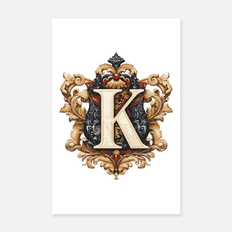 K Letter Name Crown Poster 8" x 12" (20x30 cm)