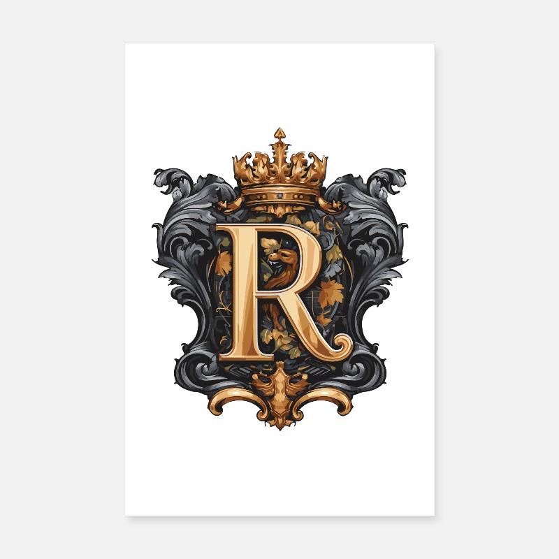 R Buchstabe Name Krone Poster 20x30 cm