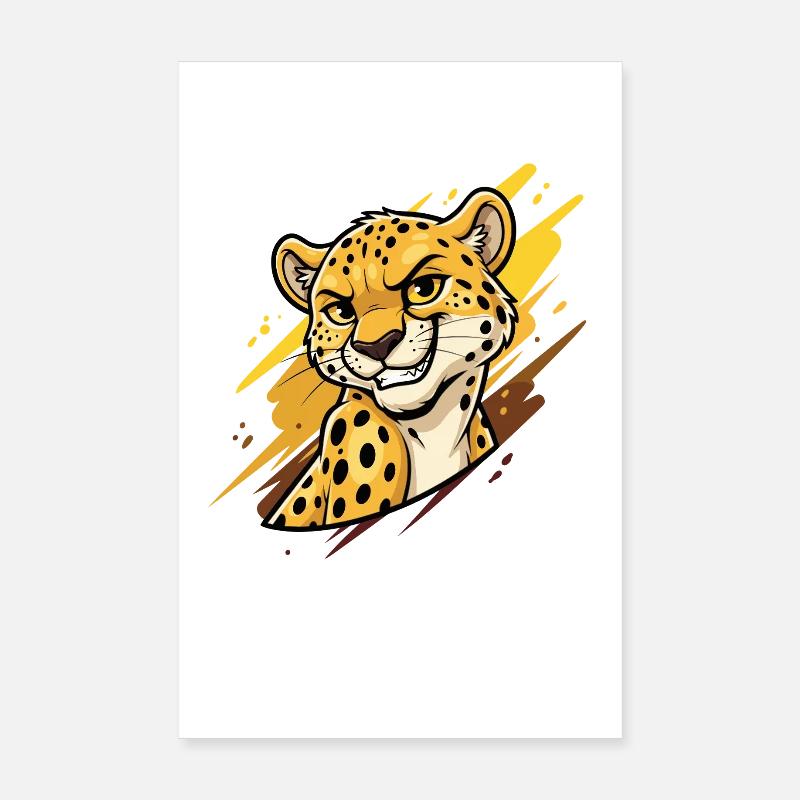 Tête de léopard avec un éclat de couleur Poster 20 x 30 cm