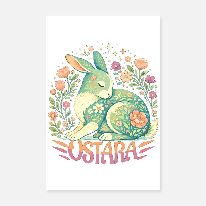 Ostara Blessings Happy Easter Ostara Rabbit Poster 8" x 12" (20x30 cm)