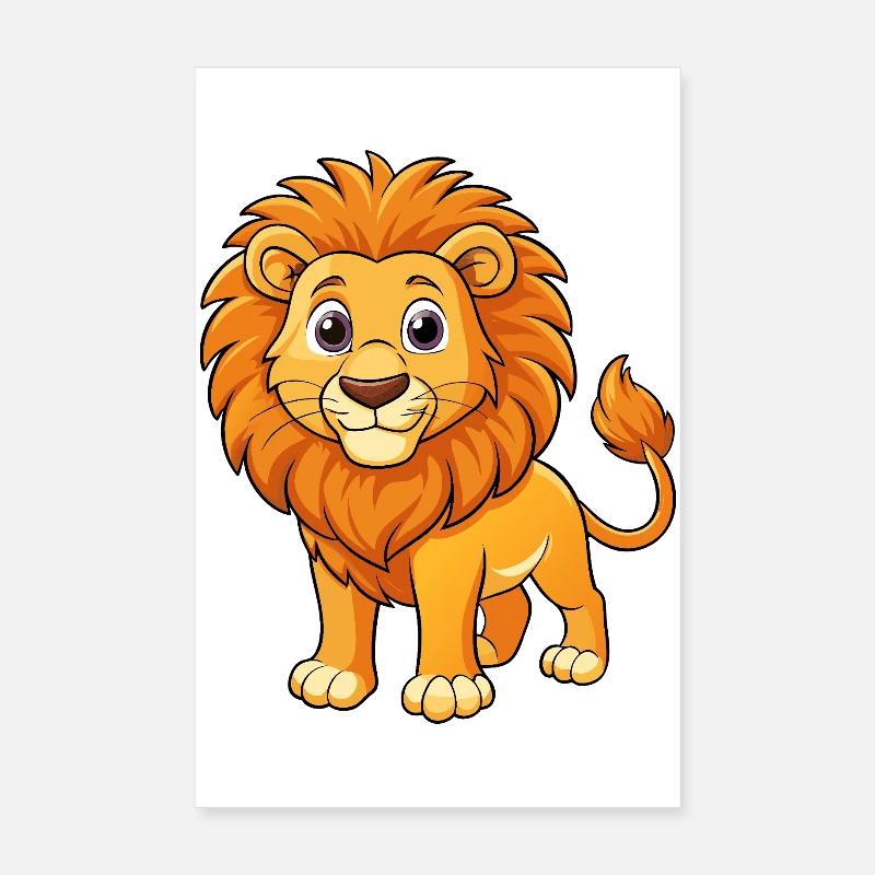 Löwe - Poster 20x30 cm - Weiß