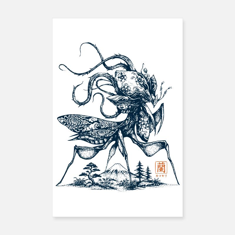 Mante orchidée Mont Fuji Poster 20 x 30 cm