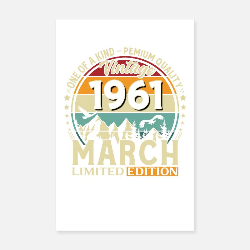 65. Geburtstag Geschenk Mann Vintage März 1961 Poster 20x30 cm